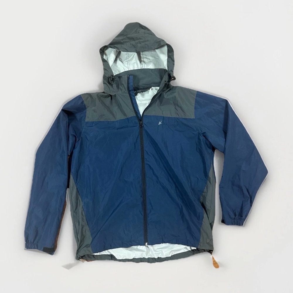 Frogg Toggs M/L Blue Gray Lightweight Hooded Rain Jacket Packable Outdoor Unisex